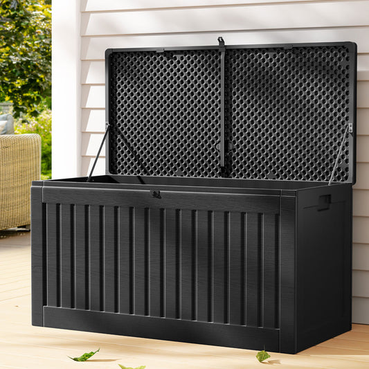 Gardeon Outdoor Storage Box Container Garden Toy Indoor Tool Chest Sheds 270L Black