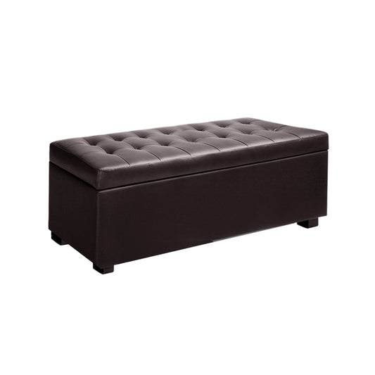 Artiss Storage Ottoman Blanket Box Footstool Leather Foot Stool Chest Toy Brown