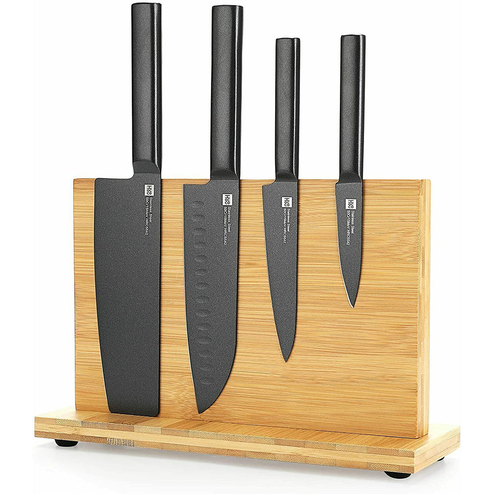 Double Sided Magnetic Knife Block Bamboo Stylish Modern Magnetic Knife Holder