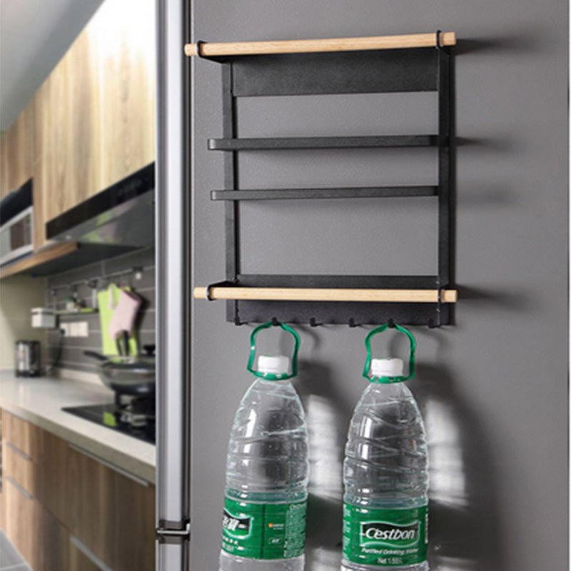 Refrigerator Storage Rack Magnetic Holder With Hooks Paper Spice Jars Storage Shelf