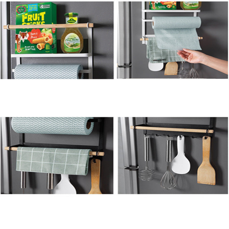 Refrigerator Storage Rack Magnetic Holder With Hooks Paper Spice Jars Storage Shelf