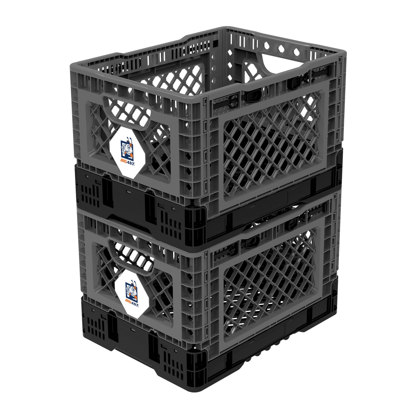 BigAnt Charcoal Smart Foldable Stackable Crate 25L