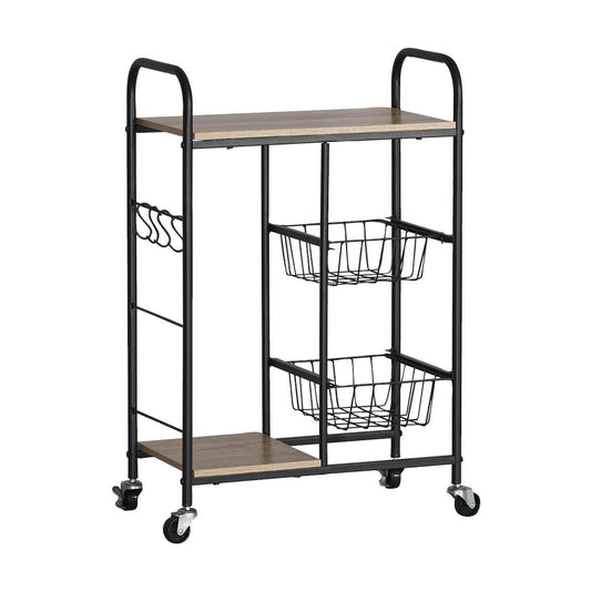 Home Master Kitchen Trolley 2 Tier Stylish Modern Industrial Design 85cm