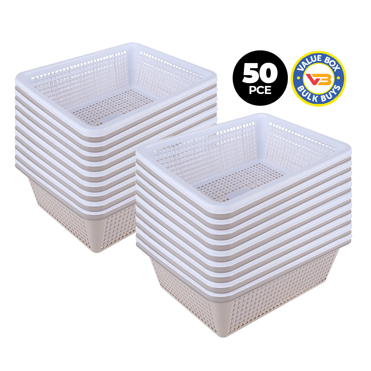 Home Master 50PCE Storage Baskets Stackable Multipurpose Space Saving Bulk 27cm