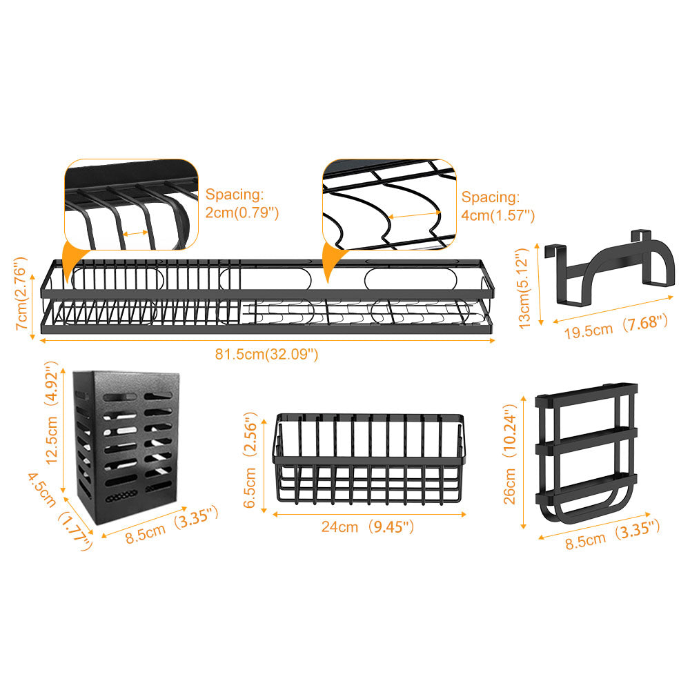 85cm 3 tier Over Sink Dish Drying Rack Drainer Kitchen Cutlery Holder Storage Organizer